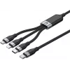 UNITEK 3-in-1 USB-A do Lightning, USB-C, Micro USB nylonowy pleciony kabel do ładowania 1.2m czarny