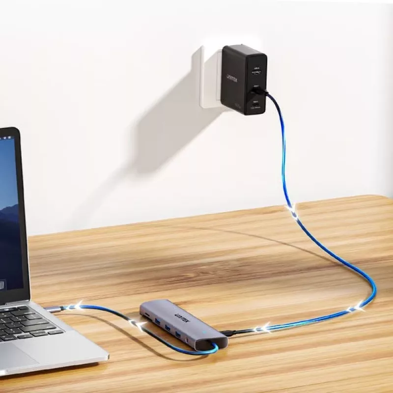 Unitek Hub USB 3.0 4-portowy z kablem 30cm, Szary