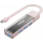 UNITEK Dwukierunkowy hub USB-C/USB-A, 4-portowy, 5Gbps, różowy