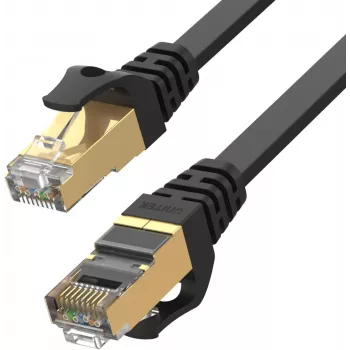 UNITEK Cat.7 SSTP Płaski kabel krosowy Ethernet 1m czarny RJ45 10Gbps 600MHz