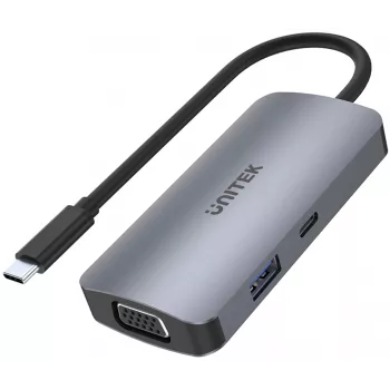 Unitek D1051A USB-C Hub z 1x USB 3.0, VGA, 2x HDMI, Power Delivery i MST