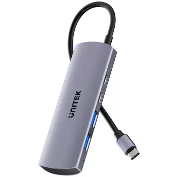 UNITEK USB-C Hub 4-in-1 USB-C 10 Gbps, 2x USB-A i 2x USB-C, Space Grey