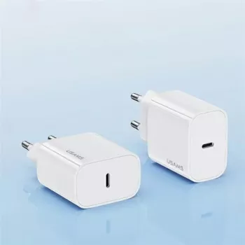 USAMS Yi Series T65 20W PD Fast Charger z kablem USB-C na USB-C 60W, biały (OYXLTZ01)