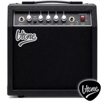 V-TONE AMP40 40W Wzmacniacz gitarowy combo z głośnikiem 10 cali, 2 kanały, pogłos, 3-pasmowy korektor, wyjście słuchawkowe, wejście AUX