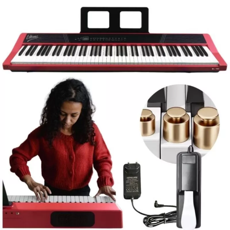 V-TONE BL-190 88-Key Portable Digital Piano with Weighted Hammer Action, Black