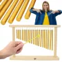 V-TONE CH20 Rurowe Dzwonki Wietrzne – 6 aluminiowych rur, drewniany blat, 60 cm, naturalne wykończenie