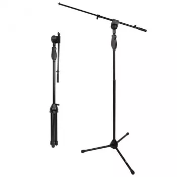 V-TONE DELUXE M1 Solo Statyw Mikrofonowy z Wysięgnikiem i Podstawą Trójnogą, Regulowana Wysokość 900-1600 mm, Czarny