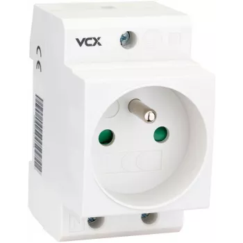VCX GN TH Gniazdo na szynę DIN z bolcem uziemiającym 230V 16A Schuko Typ F