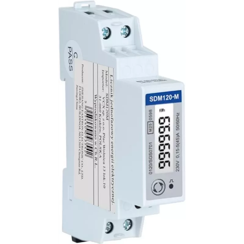 VCX SDM120M Jednofazowy Dwukierunkowy Licznik Energii z Modbus RTU (MID)