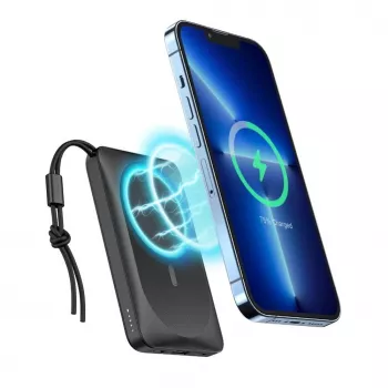 Veger MagOn Power Bank 10000 mAh Biały - Kompatybilny z MagSafe, PD QC3.0 20W Ładowanie Bezprzewodowe