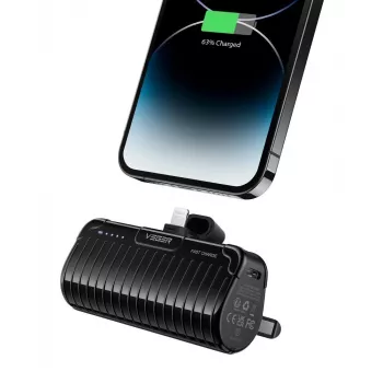 Veger PlugOn Power Bank (W0558P) 5000 mAh 20W PD QC3.0 z wbudowanym złączem Lightning Czarny