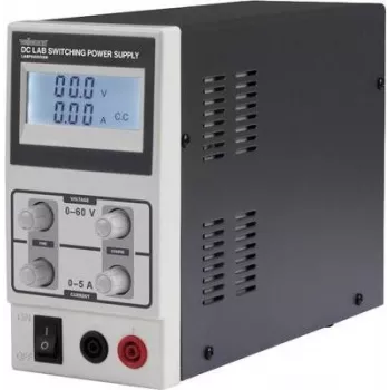 Velleman LABPS6005SM 60V 5A 300W Regulowany zasilacz laboratoryjny DC z wyświetlaczem LED, czarno-szary