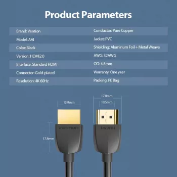 Przewód HDMI VENTION AAIBH 2m Czarny