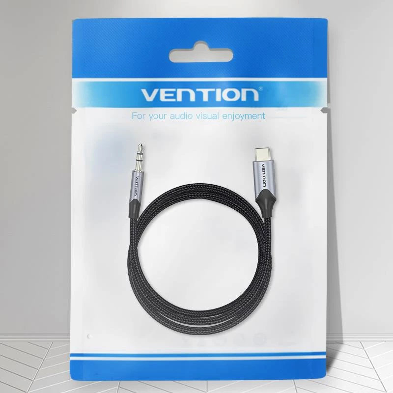 Kabel adaptera audio VENTION BGKHF USB-C na 3,5 mm 1 m czarny