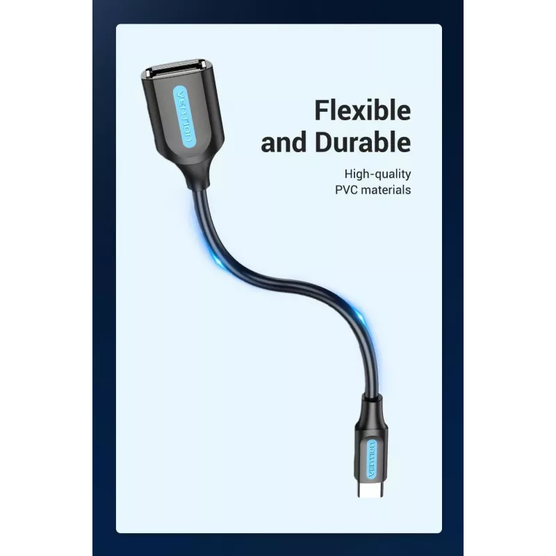 VENTION CCSBB USB 2.0 Type-C Męski do USB-A Żeński Kabel Adapter 0.15m Czarny