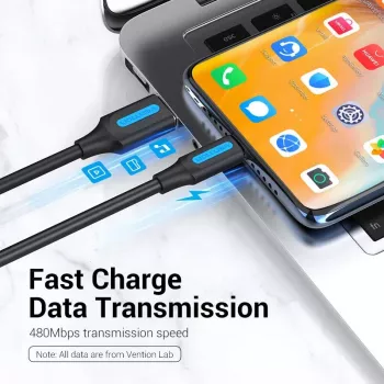 Przewód VENTION COKBG USB 2.0 do USB-C 1,5 m Czarny