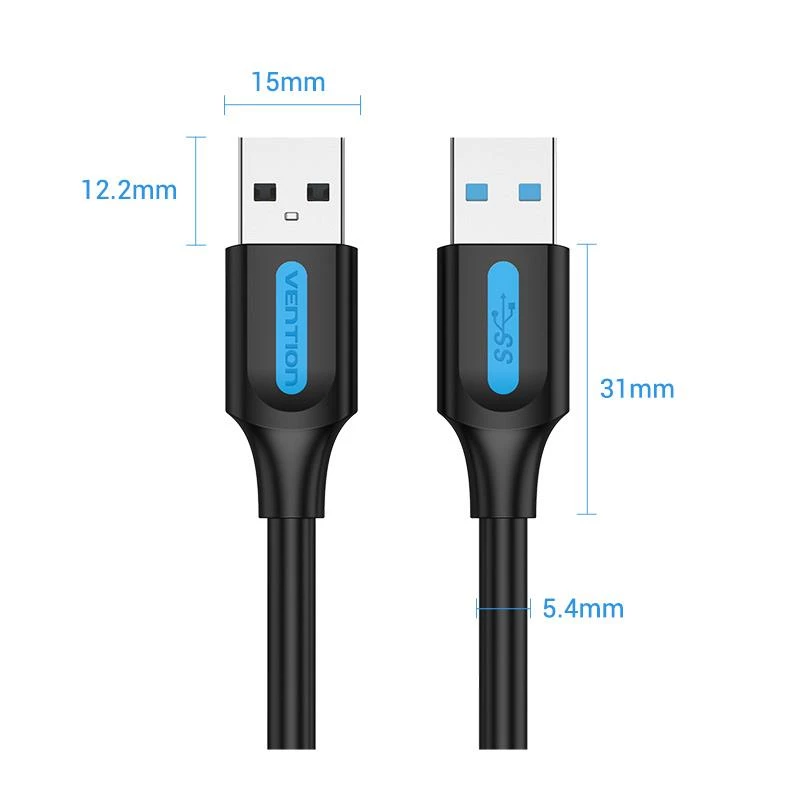 VENTION CONBI USB 3.0 Kabel Męski-Męski 3m Czarny