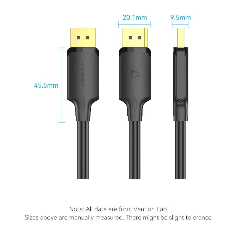 VENTION HAKBF DisplayPort do DisplayPort Kabel 1m Czarny