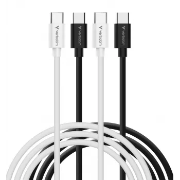 Verbatim Essentials USB 2.0 USB-C na USB-C Kabel 2-pack, 1m, Czarny