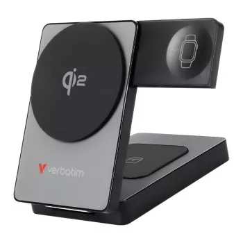 Verbatim Foldable 3-in-1 Magnetic Wireless Power Bank 5000 mAh Power Delivery 3.0 Black