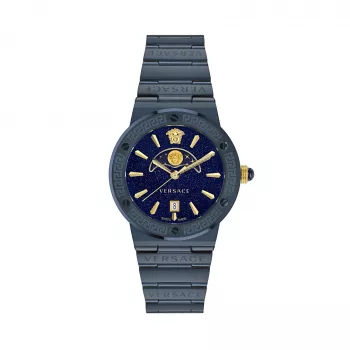 Zegarek męski Versace V-Circle VE7G00423 38mm Swiss Quartz Stal nierdzewna Skóra Czarny