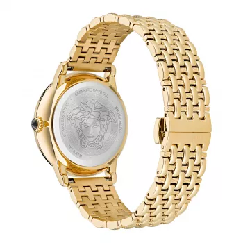 Zegarek VERSACE V-Circle Unisex Swiss Quartz VE6F00523 38mm Czarna Tarcza Skórzany Pasek