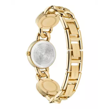 Zegarek damski Versace V-Circle Swiss Quartz 26mm czarna tarcza, skórzany pasek VE3C00422