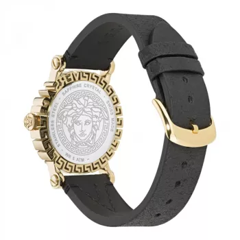 Zegarek damski Versace V-Circle Swiss Quartz VE6D00223 40mm Czarna Tarcza Pasek Skórzany