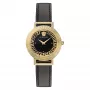 Zegarek damski Versace V-Circle VE3D00322 36mm Swiss Quartz Stal nierdzewna Czarna tarcza Skórzany pasek