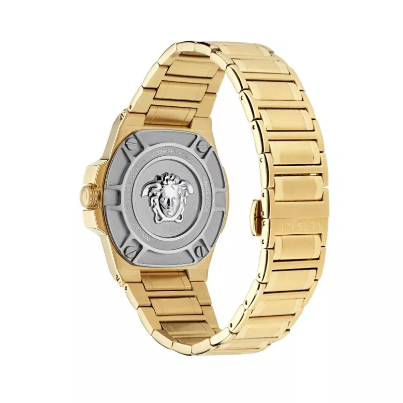 Zegarek damski Versace V-Motif Virtual VE3I00723 44mm Swiss Quartz Czarna Tarcza Skórzany Pasek