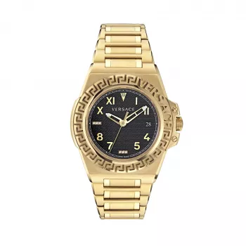 Zegarek damski Versace V-Motif Virtual VE3I00723 44mm Swiss Quartz Czarna Tarcza Skórzany Pasek