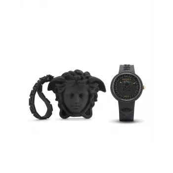 Versace V-Motif Damski Szwajcarski Zegarek Kwarcowy VE6G00223 39mm Czarna Tarcza Skórzany Pasek