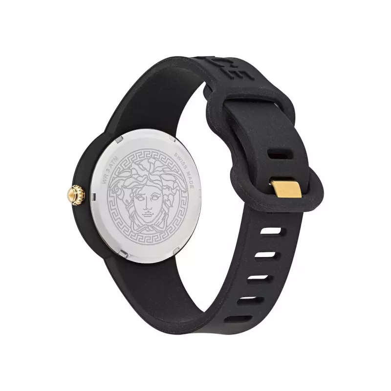 Versace V-Motif Damski Szwajcarski Zegarek Kwarcowy VE6G00223 39mm Czarna Tarcza Skórzany Pasek
