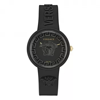 Versace V-Motif Damski Szwajcarski Zegarek Kwarcowy VE6G00223 39mm Czarna Tarcza Skórzany Pasek