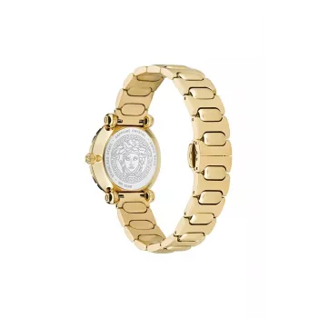 VERSACE V-Motif Damski Szwajcarski Zegarek Kwarcowy VE6I00523 35mm Czarna Tarcza Czarna Skóra