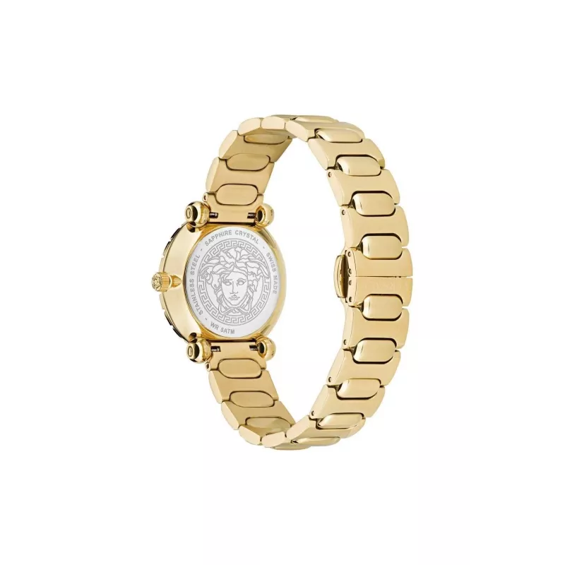 VERSACE V-Motif Damski Szwajcarski Zegarek Kwarcowy VE6I00523 35mm Czarna Tarcza Czarna Skóra