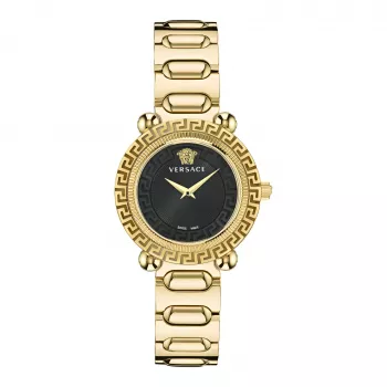 VERSACE V-Motif Damski Szwajcarski Zegarek Kwarcowy VE6I00523 35mm Czarna Tarcza Czarna Skóra
