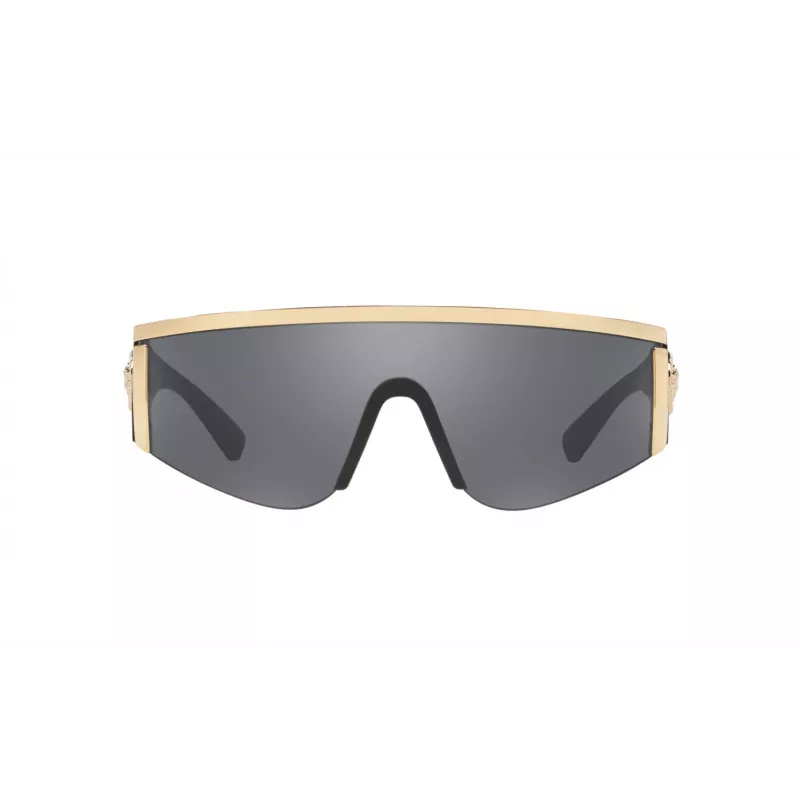 VERSACE VE2197-10006G Okulary przeciwsłoneczne Unisex Czarna oprawka Szare soczewki lustrzane Pilot 140 mm
