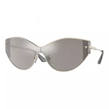 Okulary przeciwsłoneczne VERSACE VE2239-12526G dla kobiet, złota oprawka, szare soczewki lustrzane, 147 mm