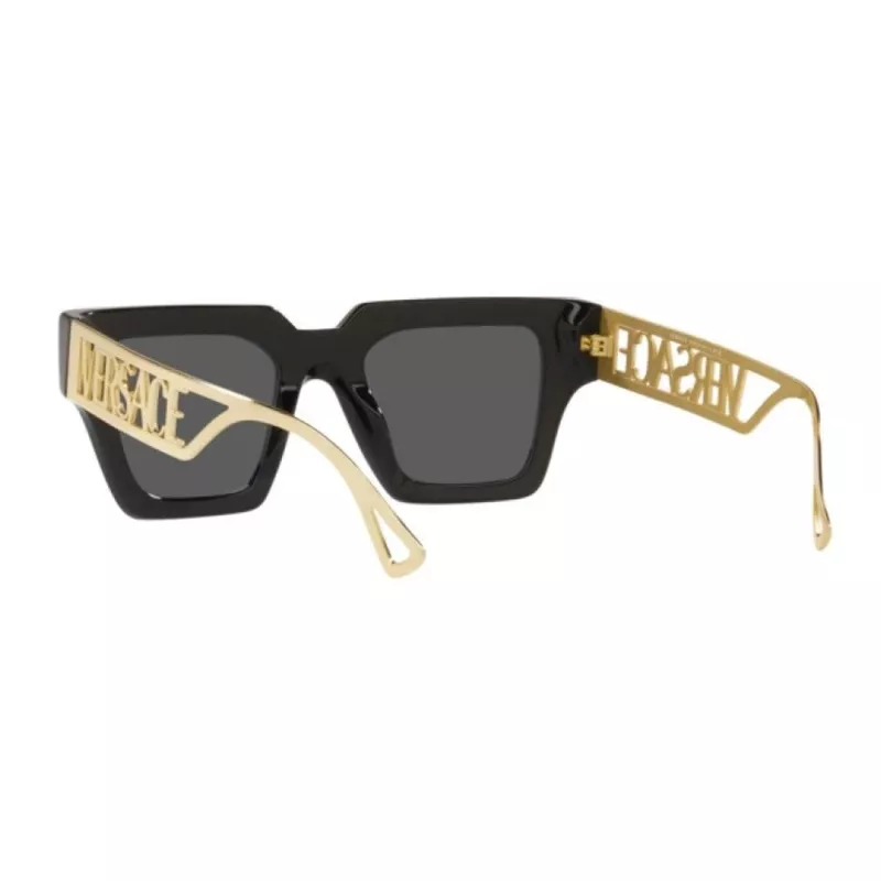 VERSACE VE4431F-GB187 Okulary przeciwsłoneczne damskie kocie oko - czarna oprawka acetatowa, szare soczewki poliamidowe, ochrona UV400, 50/22/145 mm