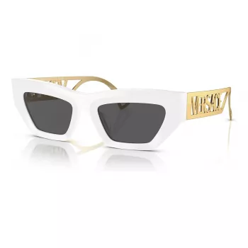 VERSACE VE4432U40187 Damskie okulary przeciwsłoneczne Cat Eye - czarna oprawka acetatowa, szare soczewki poliwęglanowe, ochrona UV400