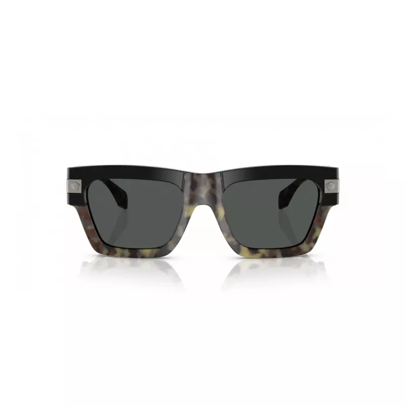 Okulary przeciwsłoneczne męskie VERSACE VE4464-545687, prostokątne, przezroczysta szara oprawka, ciemnoszare szkła, 52mm