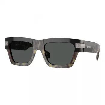 Okulary przeciwsłoneczne męskie VERSACE VE4464-545687, prostokątne, przezroczysta szara oprawka, ciemnoszare szkła, 52mm