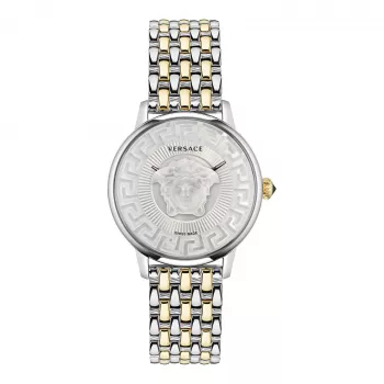 VERSACE VE6F00423 Unisex Swiss Quartz Watch 38mm Black Dial Leather Strap
