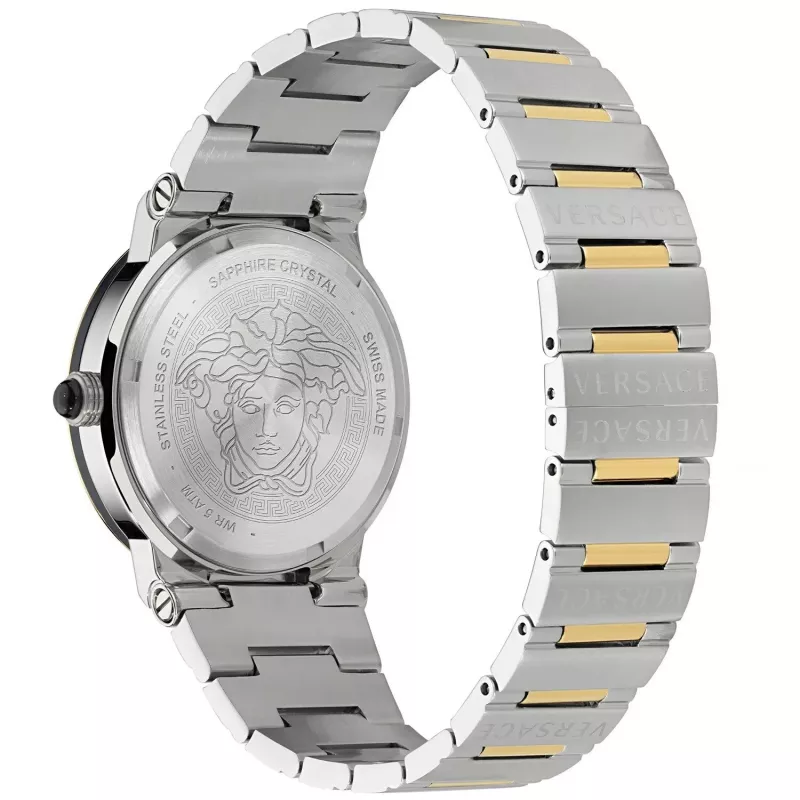Zegarek męski VERSACE VE7G00223 Swiss Quartz 38mm Czarna Tarcza Skórzany Pasek