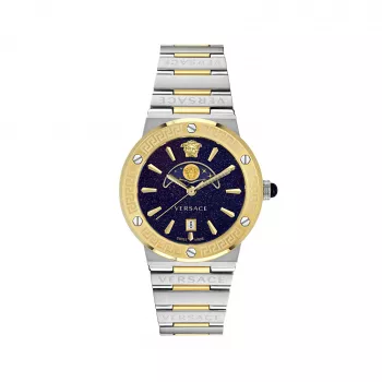 Zegarek męski VERSACE VE7G00223 Swiss Quartz 38mm Czarna Tarcza Skórzany Pasek