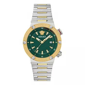 VERSACE VE8G00524 Damski Szwajcarski Zegarek Kwarcowy 43mm Czarna Tarcza Szafirowy Kryształ Skórzany Pasek