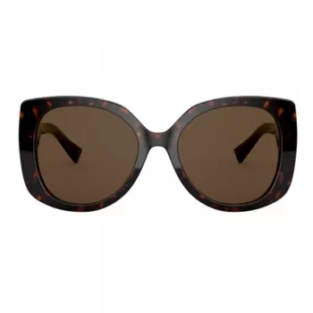 Okulary przeciwsłoneczne VERSACE dla kobiet VE4375F-10873 Havana Acetate Square Full-Rim Gradient Brown Lenses 53mm