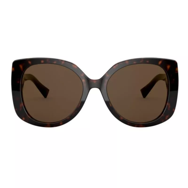 Okulary przeciwsłoneczne VERSACE dla kobiet VE4375F-10873 Havana Acetate Square Full-Rim Gradient Brown Lenses 53mm