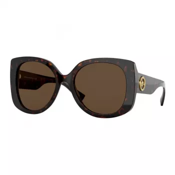 Okulary przeciwsłoneczne VERSACE dla kobiet VE4375F-10873 Havana Acetate Square Full-Rim Gradient Brown Lenses 53mm
